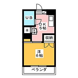 ハイツヤマギワ 3階1Kの間取り