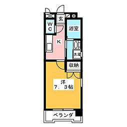 ウイングステージ御器所 2階1Kの間取り