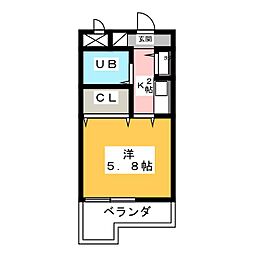 ミリアンメロディ川名 4階1Kの間取り