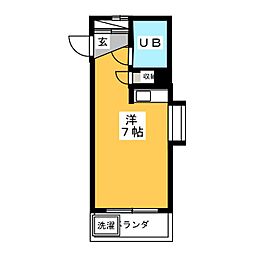 パルシェゴキソ 1階ワンルームの間取り