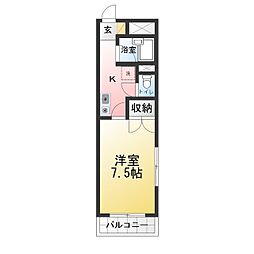 LAPIAS吹上 1Kの間取図画像