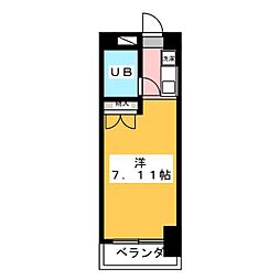 ブロンズ森島 1Kの間取図画像