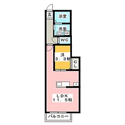 ハウス北原 1LDKの間取図画像