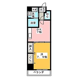 シャルール 1LDKの間取図画像