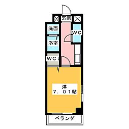 プレイズシード桜山 1Kの間取図画像