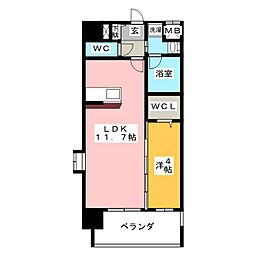 エルミタージュ桜山 1LDKの間取図画像