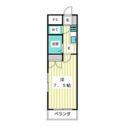 秋の陽の 1Kの間取図画像