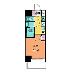 プレサンス桜山駅前アフォード 1Kの間取図画像