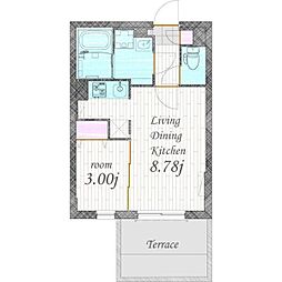 名古屋市昭和区御器所3丁目マンション 1LDKの間取図画像