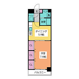 シティーパル桜山 1DKの間取図画像