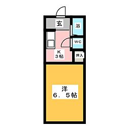 サンリバーかわきん 1Kの間取図画像