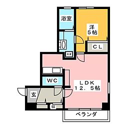 レヂデンスモン・プチ・パラディ 1LDKの間取図画像