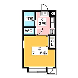 荒畑シティハウス 1Kの間取図画像