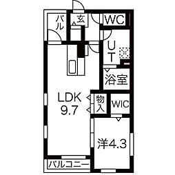 Anecis川名 1LDKの間取図画像