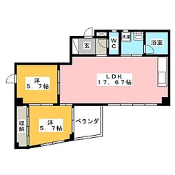 COCOCALA 2LDKの間取図画像