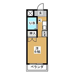 遠藤ハイツ ワンルームの間取図画像