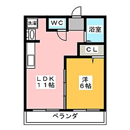 メゾンさかい 2階1LDKの間取り