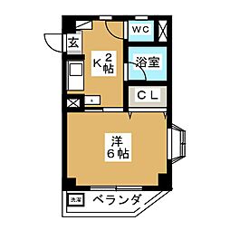 ＳＵＭＩワンルームマンション 2階1Kの間取り