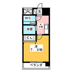 フロンティアタワー名駅南 9階1Kの間取り