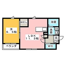 シティ六番町 4階1LDKの間取り
