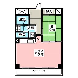ファルコン熱田 3階1LDKの間取り