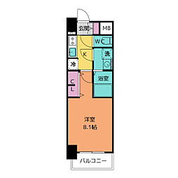 S-RESIDENCE金山altano 4階1Kの間取り