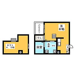 エミアス熱田 1階ワンルームの間取り