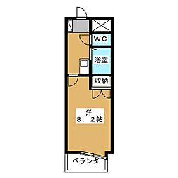 プリマヴェール六番町 4階1Kの間取り