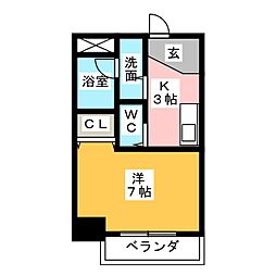 ＡＣＴＹ白鳥 2階1Kの間取り