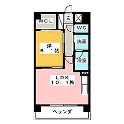 レーヌ金山 9階1LDKの間取り