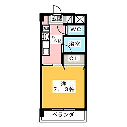 アベニュー大宝 1階1Kの間取り