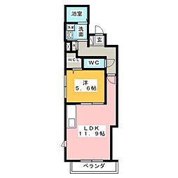 シティ六番町 4階1LDKの間取り