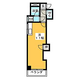 イサジビル 6階ワンルームの間取り