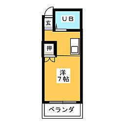 パレスコンドウ 3階ワンルームの間取り