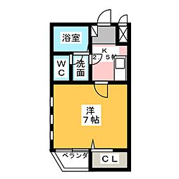 アムール金山 1Kの間取図画像