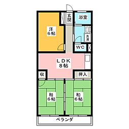 蜆橋ハイツ 3階3DKの間取り