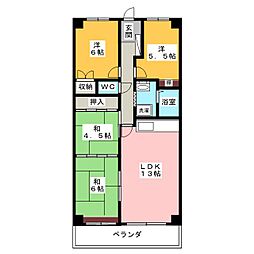 金山グランドハイツ 10階4LDKの間取り