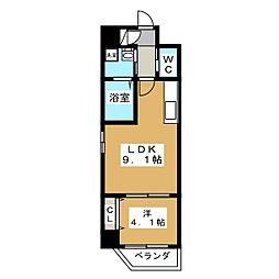 ＬＵＸＥＴＡＧＥ大須west 4階1LDKの間取り