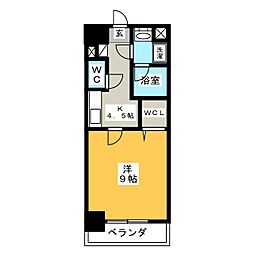 Ｊ・ＣＯＵＲＴ・ＫＡＭＩＭＡＥＺＵ 2階1Kの間取り