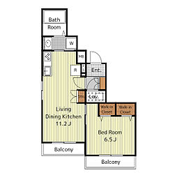 ファーレ東雲 4階1LDKの間取り