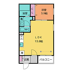 エスポワール エレ 六番町 101 1階1LDKの間取り