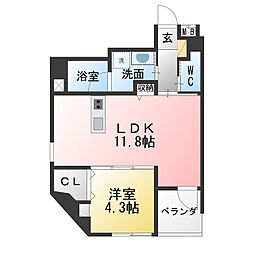 ラシュレ大須 1LDKの間取図画像