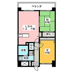 ラドゥセール山王 2LDKの間取図画像