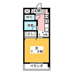 アベニュー大宝 1Kの間取図画像