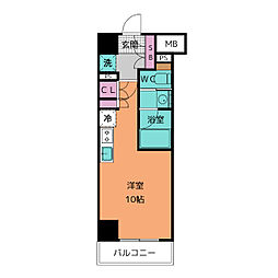 ザ・パークハビオ名古屋松原 ワンルームの間取図画像