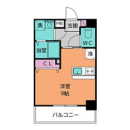 グランテラス熱田 ワンルームの間取図画像