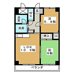 パティオ・木下2 2LDKの間取図画像