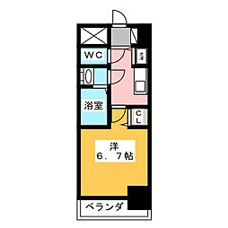 プレサンス金山デュアル 1Kの間取図画像