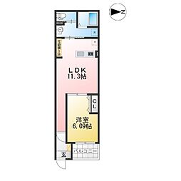 リヴェール元中野II 1LDKの間取図画像