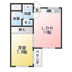パークサイドマンション 1LDKの間取図画像